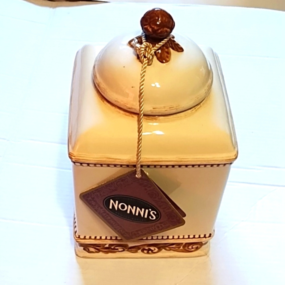 Nonni's Cream and Gold Ceramic Canister